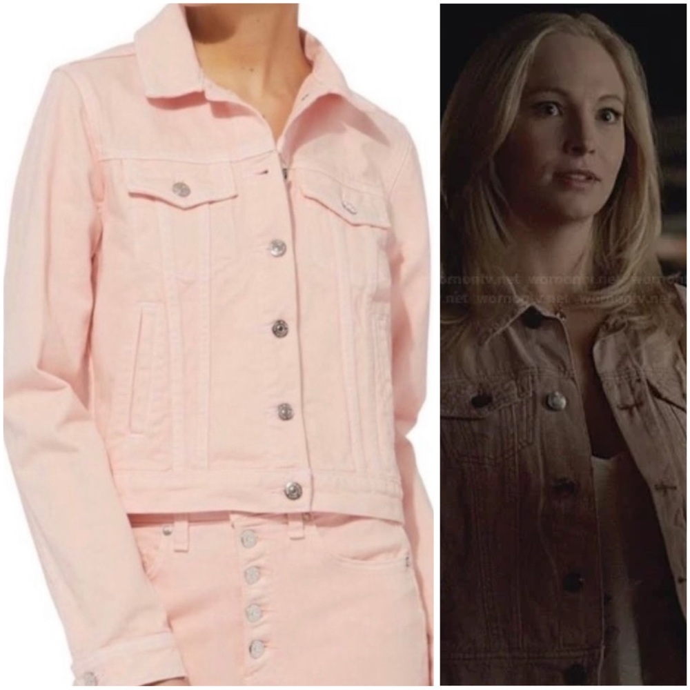 Veronica Beard Cara Jean jacket millennial pink size medium vampire diaries alt.